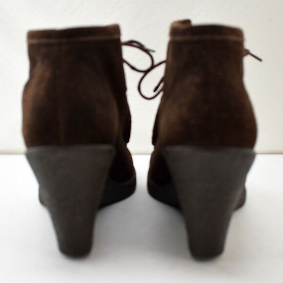 Banana Republic Wedge Heel Lace-Up Booties Brown Suede Leather - Women's 9.5 M - Picture 4 of 7